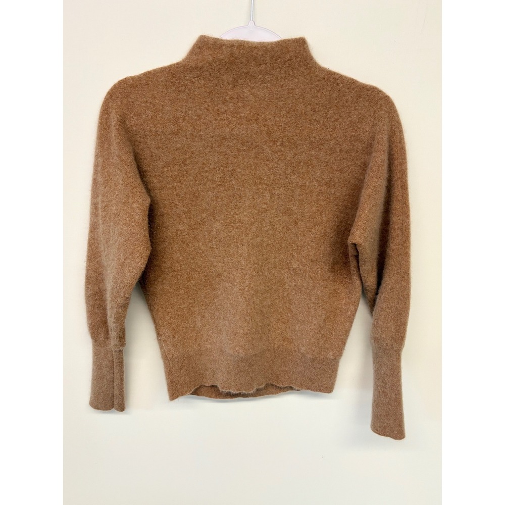 Cashmere Minimalist Quiet Luxury Sweater Mock Neck Magaschoni Women XS Brown